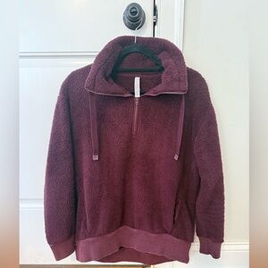 Athleta Woman’s Plush Burgundy Zip-Up Sweater. Size XS